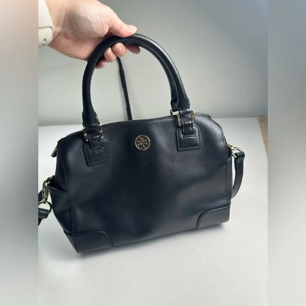 Tory Burch Robinson Bag Black With Crossbody Strap Saffiano Leather